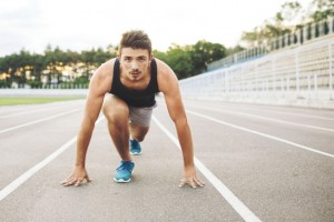 Male athlete on starting position